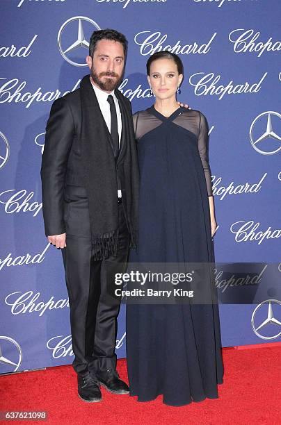 Director Pablo Larrain and actress Natalie Portman attend the 28th Annual Palm Springs International Film Festival Film Awards Gala at the Palm...