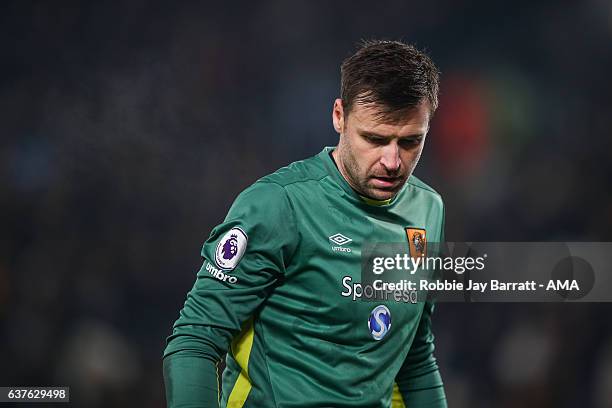 David Marshall of Hull City during the Premier League match between Hull City and Everton at KC Stadium on December 30, 2016 in Hull, England.