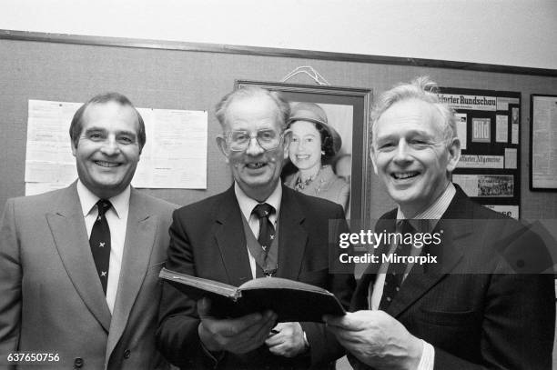Norris McWhirter , co-founder of the Guinness Book of records along with his brother Ross, attends the Birmingham Press Club's annual dinner joined...