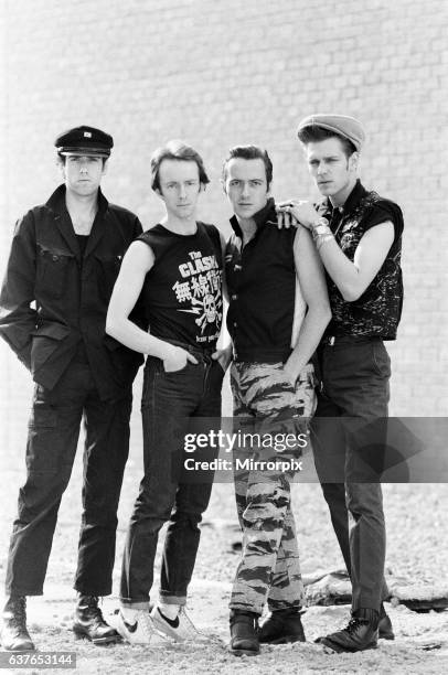 English punk rock band The Clash. Members of the band are , guitarist Mick Jones, drummer Nicky Headon, Singer Joe Strummer and bassist Paul Simonon....