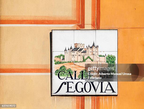 spain, madrid, segovia street - portuguese tiles stock pictures, royalty-free photos & images