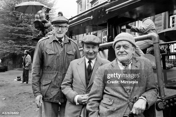 Brian Wilde , Peter Sallis and Bill Owen on the set of 'Last of the Summer Wine'. 27th May 1983.