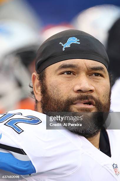 Defensive Tackle Haloti Ngata of the Detroit Lions in action against the New York Giants during their game at MetLife Stadium on December 18, 2016 in...