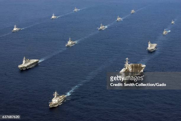 Twenty-six ships from the US Navy and the Japan Maritime Self-Defense Force are underway together after the conclusion of exercise Keen Sword 2013, a...