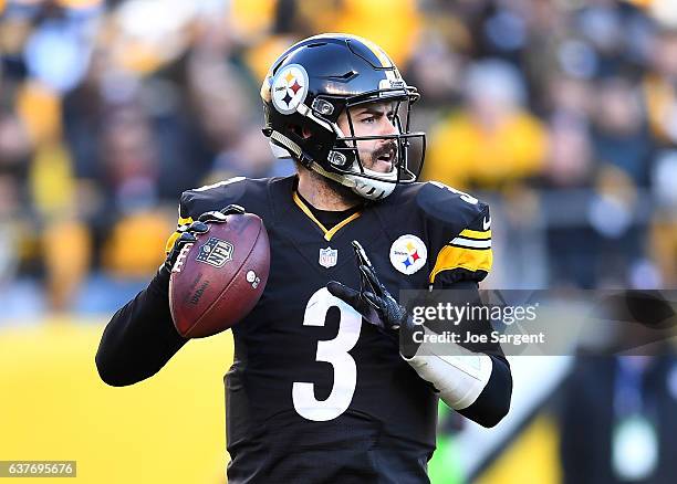 Landry Jones of the Pittsburgh Steelers in action during the game against the Cleveland Browns at Heinz Field on January 1, 2017 in Pittsburgh,...
