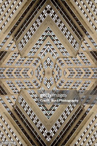 abstract image: kaleidoscopic image of the facade of the empire state building tower in midtown manhattan, new york city, usa - art deco shapes stock pictures, royalty-free photos & images