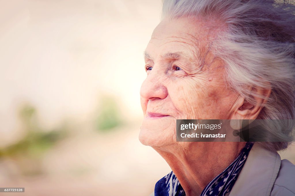Senior Woman Lost in Thoughts