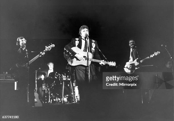 Lib - Country and Western singer Johnny Cash performing at Bents Park, South Shields on 1st September 1987.