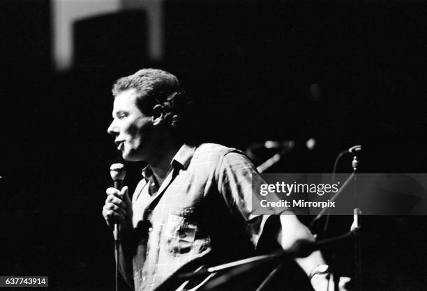 Derek Hatton speaking at Liver Aid, Liverpool Empire Theatre. 20th September 1985.