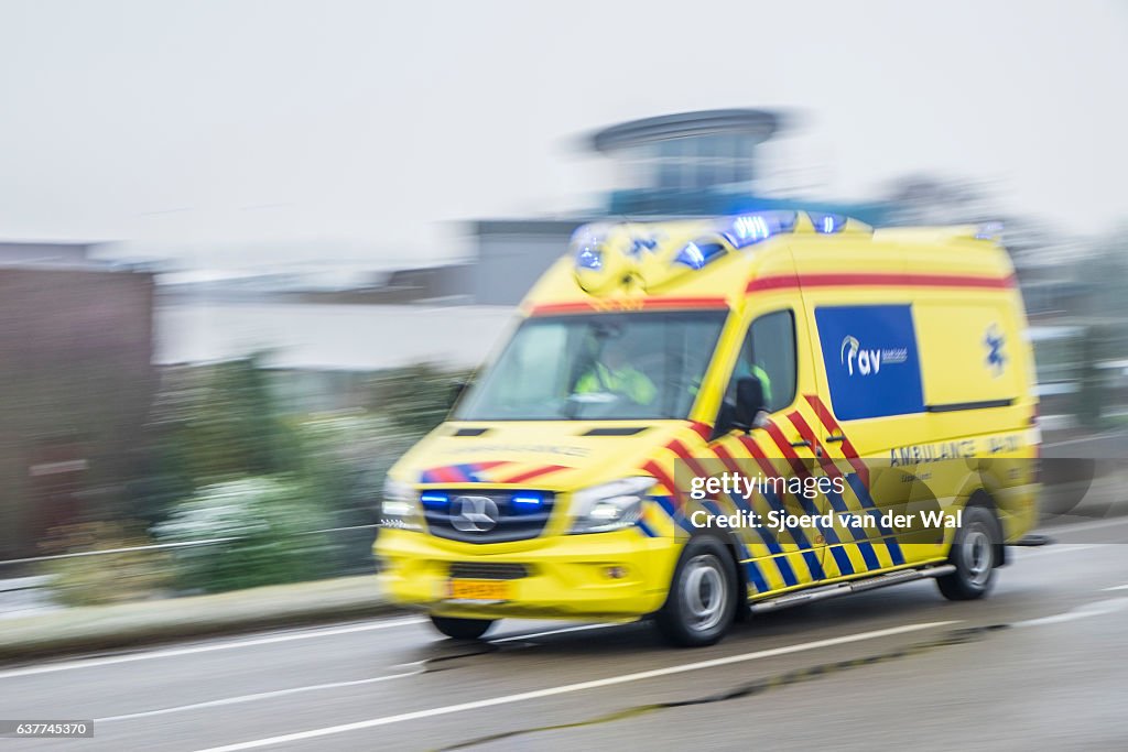 Ambulance rushing to an accident at high speed