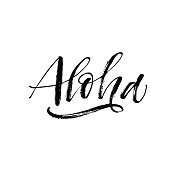 Hand drawn aloha lettering.