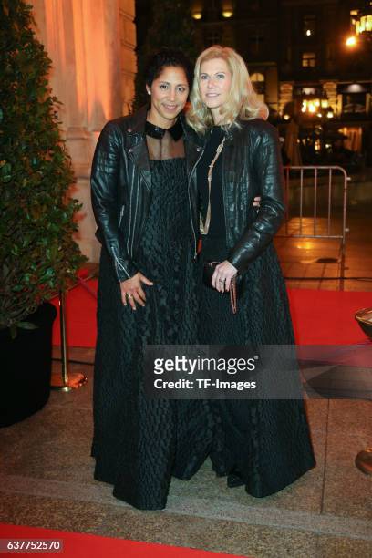 Steffi Jones and Frau Nicole Parma attend the German Sports Media Ball at Alte Oper on November 05, 2016 in Frankfurt am Main, Germany.