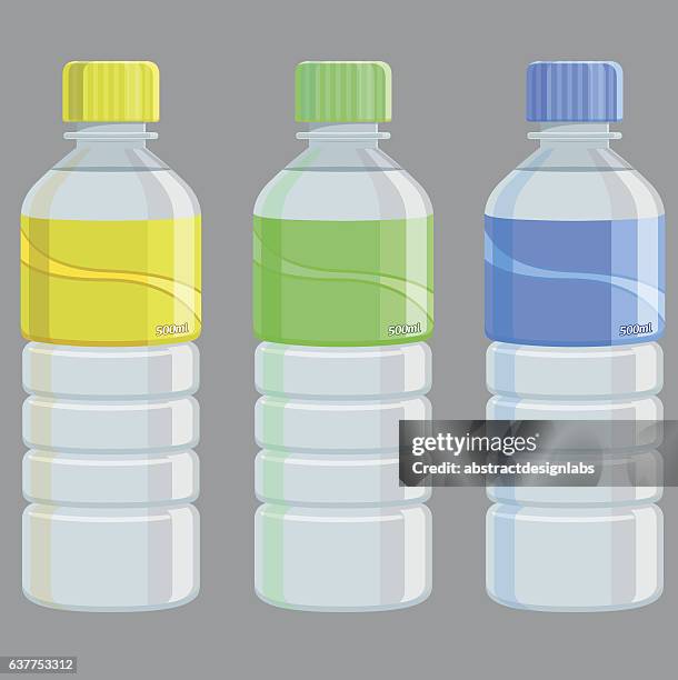 water bottles - illustration - pet bottle stock illustrations