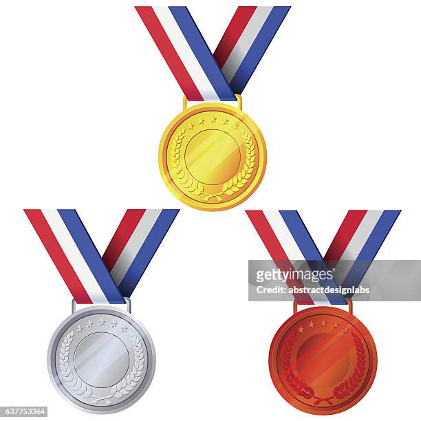 gold, silver and bronze medals - illustration - the earth awards stock illustrations