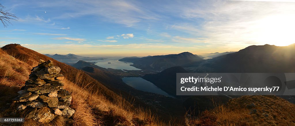 Grand view on Lago Maggiore at sunset
