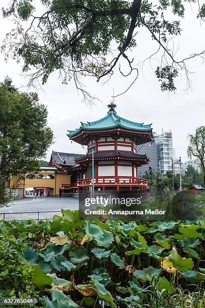 benten temple hall in ueno park in tokyo, japan - shinobazu pond stock pictures, royalty-free photos & images