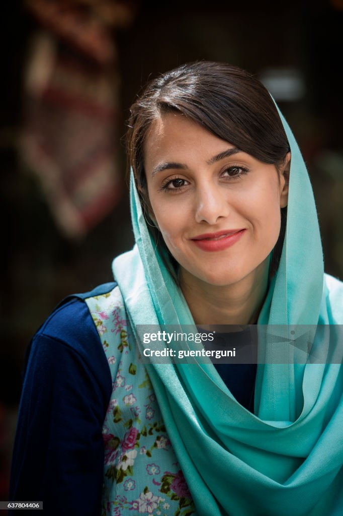 Young iranian woman wearing a headscarf, Isfahan, Iran
