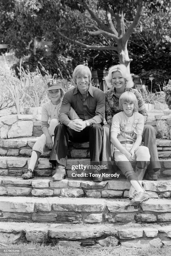 Actor Chuck Norris at Home with His Family