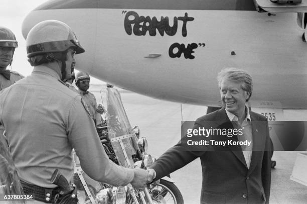 Democratic Presidential Candidate Jimmy Carter Leaving California Aboard the Peanut One
