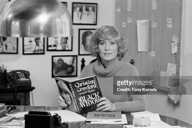 Writer and actress Christina Crawford with her first novel, "Black Widow".