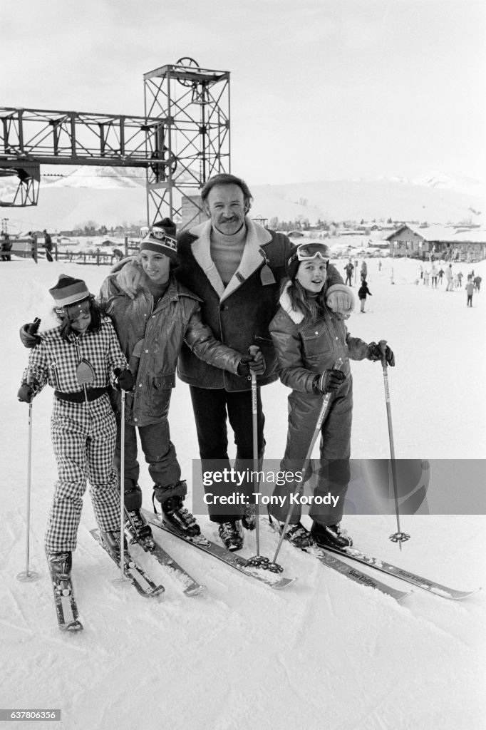 Gene Hackman and Family at Sun Valley