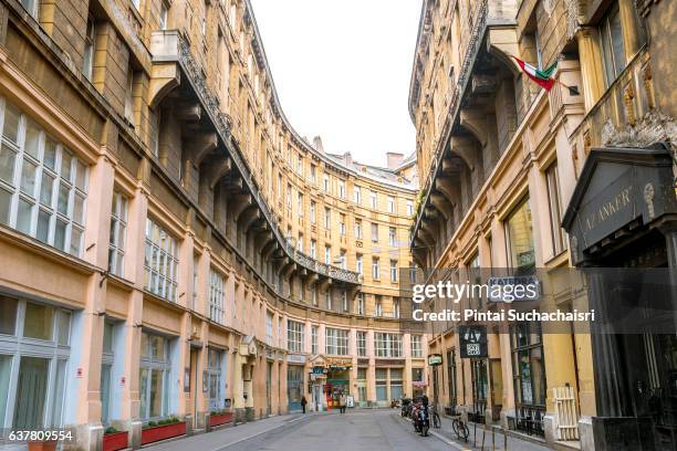 classical buildings along the street in budapest city center, hungary - apartment budapest stock pictures, royalty-free photos & images