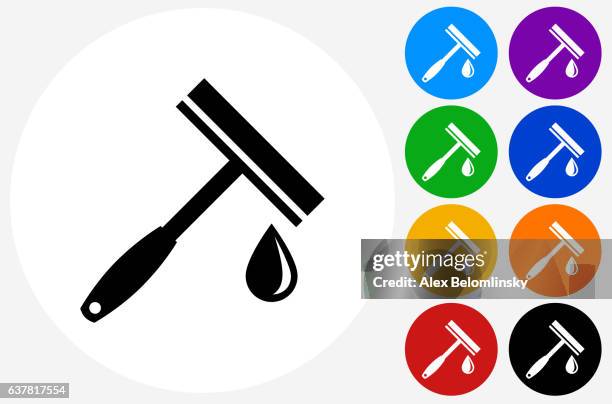 window wiper icon on flat color circle buttons - windshield wiper stock illustrations