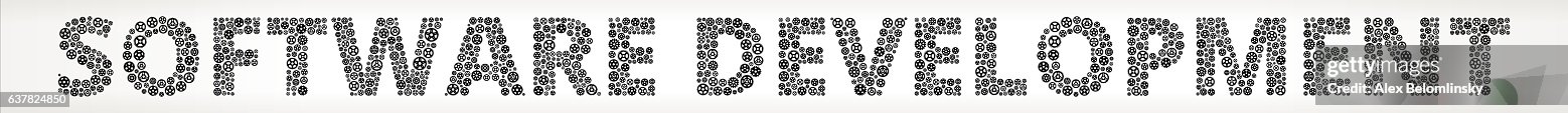 Software Development Black Gears Vector Graphic Illustration Software Development Black Gears Vector Graphic Illustration