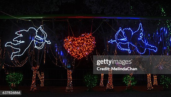 Light cupids with heart in the Light Festival, Guangzhou, Chiina