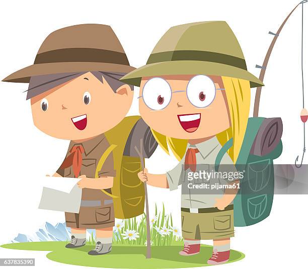 scout girl and boy - boy scout camp 幅插畫檔��、美工圖案、卡通及圖標