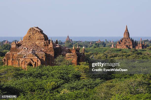 Tourists and local people visit the Tha Mu Hti Temple in historical zone Bagan with thousands of pagodas and temples on December 9, 2016 in Bagan,...