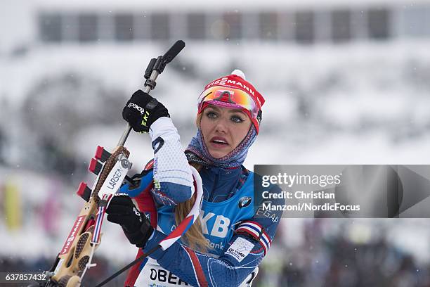 Gabriela Soukalova of the Czech Republic competes during the 10 km women's Pursuit on January 7, 2017 in Oberhof, Germany.