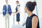 Woman waiting for interview in lobby