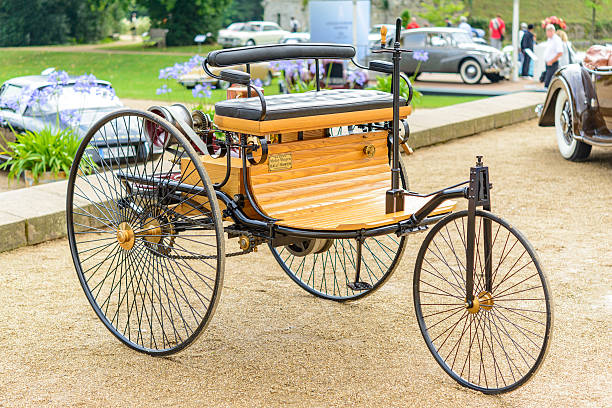 benz patent motor-wagen 1886 the world's first automobile - benz patent motorwagen stock pictures, royalty-free photos & images