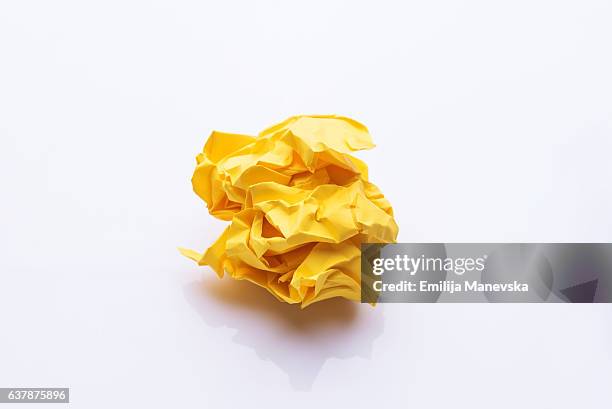 yellow crumpled paper - brainstorming stock illustrations