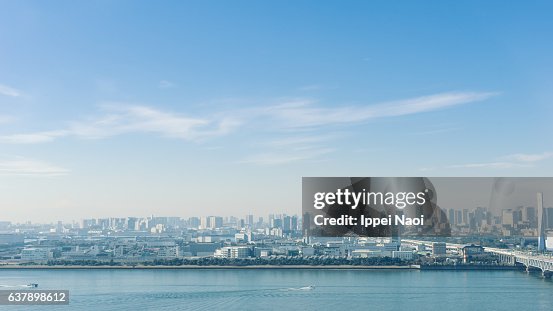 Aerial view of Tokyo Bay area on a sunny winter day Aerial view of Tokyo Bay area on a sunny winter day