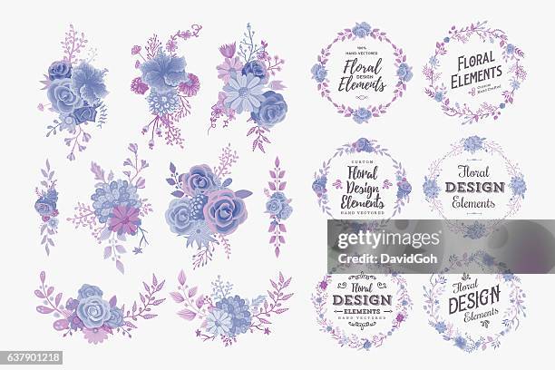 floral wreaths and bouquets - maroon flowers stock illustrations