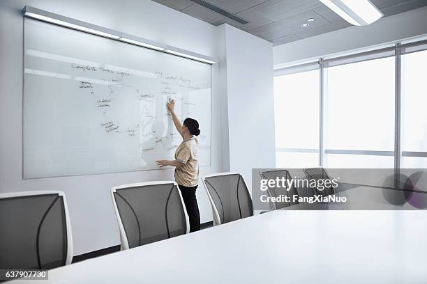 custodial staff wiping white board clean in meeting room - a blank slate stock pictures, royalty-free photos & images