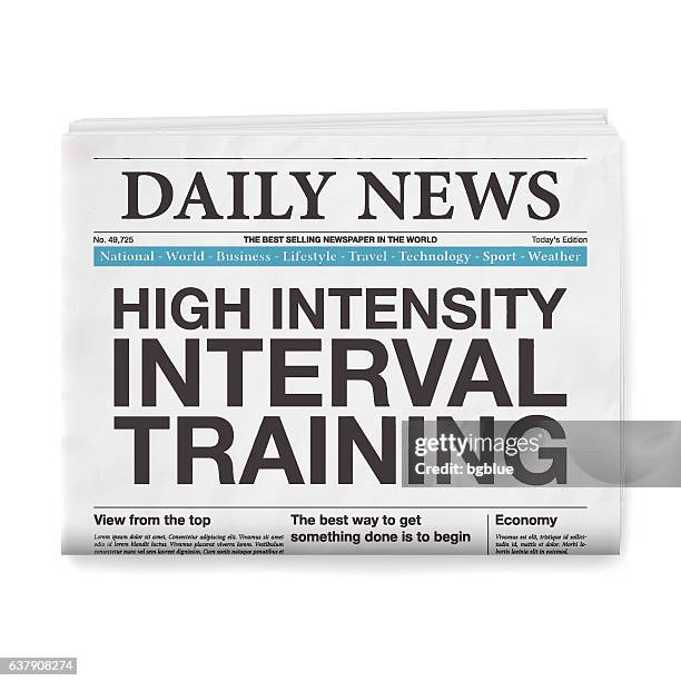high intensity interval training headline. newspaper isolated on white background - article stock illustrations