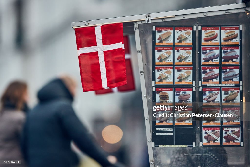 Danish flag at Hot Dog stand