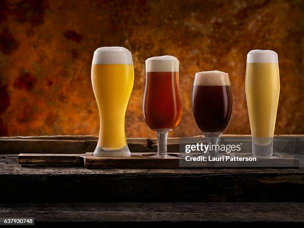 beer samplers - beer selection stock pictures, royalty-free photos & images