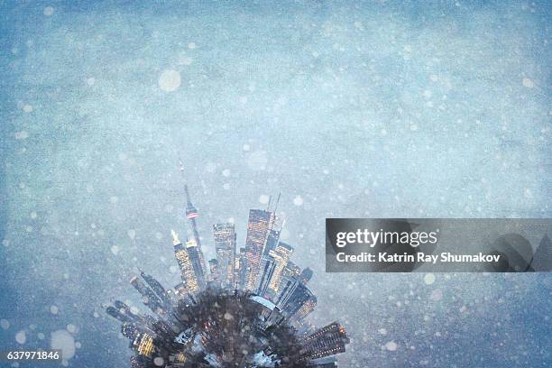winter wonderland toronto planetoid - snow globe stock-fotos und bilder