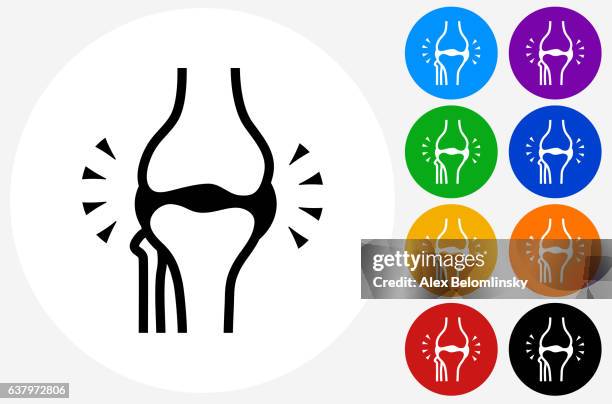joint icon on flat color circle buttons - human body part stock illustrations
