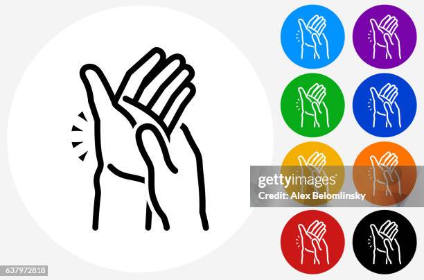 ilustrações de stock, clip art, desenhos animados e ícones de hands pain icon on flat color circle buttons - arthritis