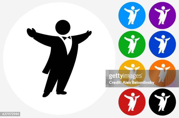 stockillustraties, clipart, cartoons en iconen met opera singer icon on flat color circle buttons - opera