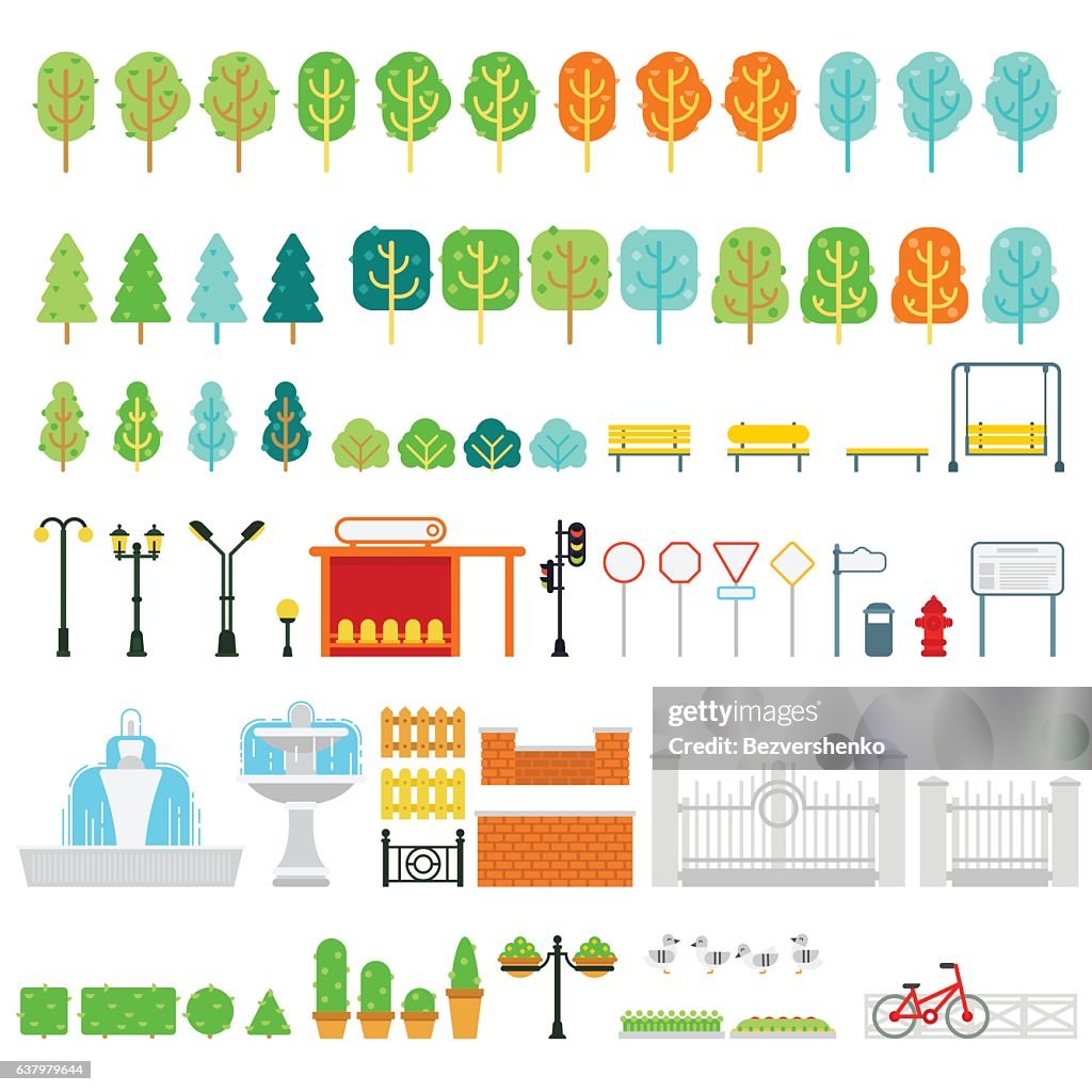Park Map Vector City And Park Map Vector Elements In Flat Design High-Res Vector ...