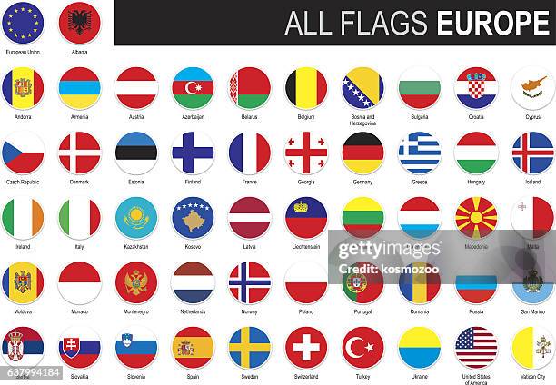 illustrazioni stock, clip art, cartoni animati e icone di tendenza di bandiere di europa - all european flags