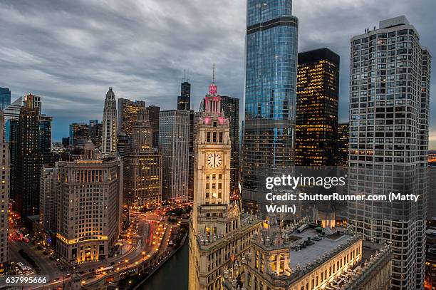 daytime lighting from tribune tower - tribune stock pictures, royalty-free photos & images