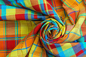 Tablecloths in madras rolled in spiral, tradition of the Caribbean Islands