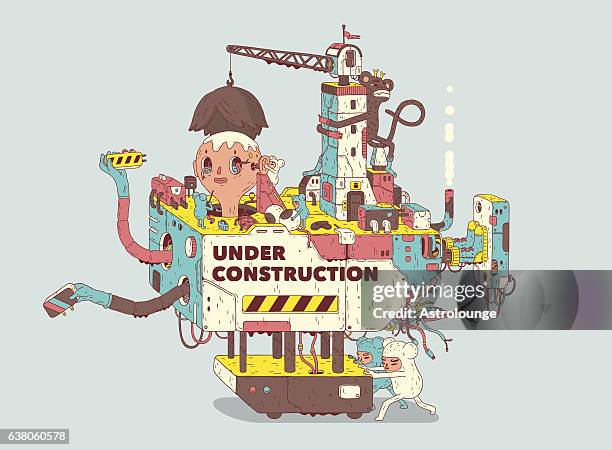 unter bau  - crane construction machinery stock-grafiken, -clipart, -cartoons und -symbole